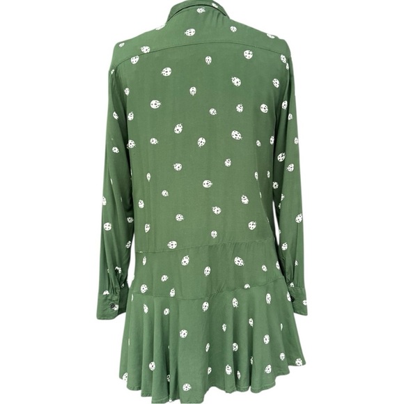 Anthropologie 11.1 TYLHO Green Ladybug Print Button Front Tunic - Small - Picture 6 of 8